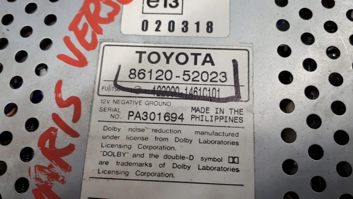 фото №9, 86120-52023 радио кассета toyota yaris i 1.3 01r