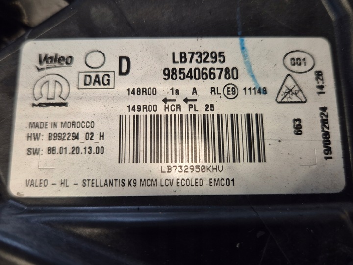 фото №9, Toyota proace city лампа led права 9854066780