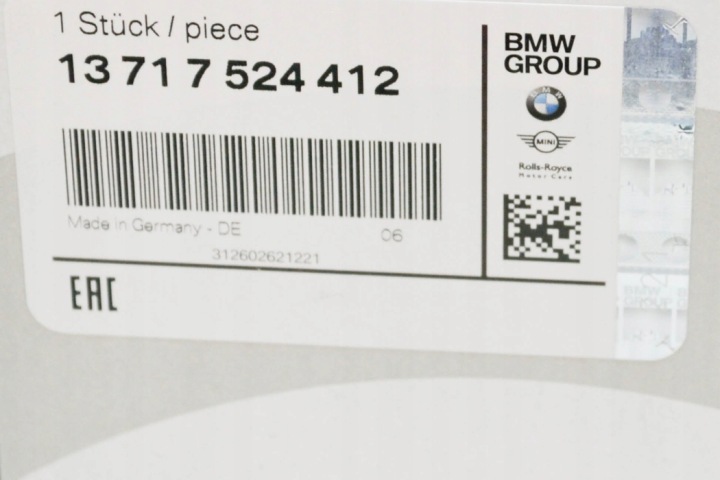 фото №9, Bmw 1 e81 1.6i фільтр повітря element 13717524412 новий оригінальна запчастина