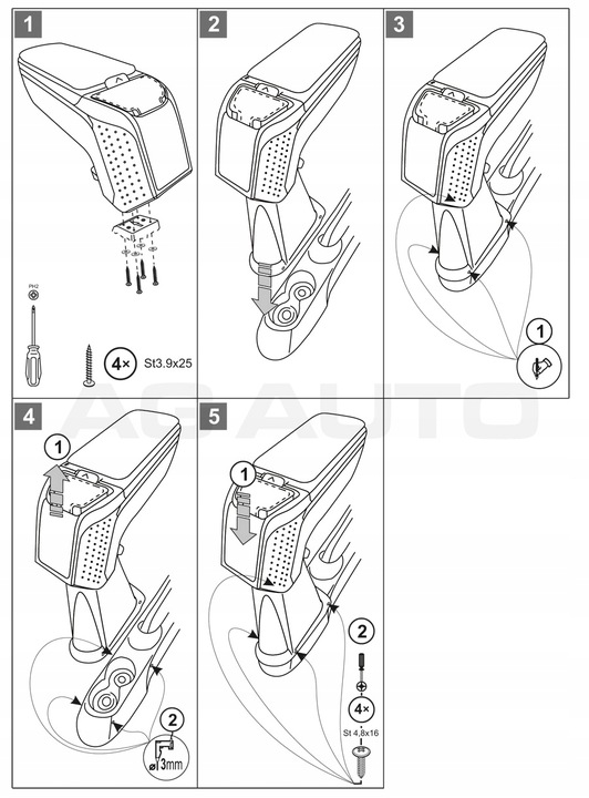 фото №7, Подлокотник з адаптер do fiat 500, 2008-2015, arm2-black