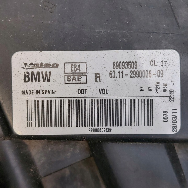 фото №10, Bmw x1 e84 лампа права передня версія usa valeo 89093509 2990006