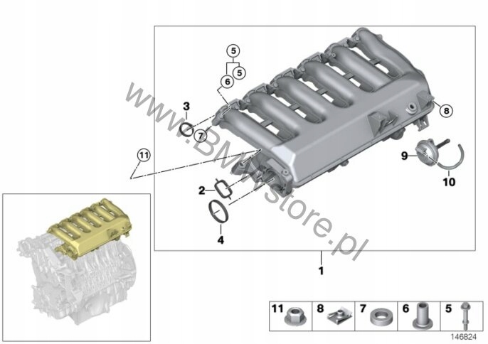 фото №11, Bmw e53 e60 e65 e90 3.0 d m57n актуатор турбонаддува тиску колектор впускний  7786961