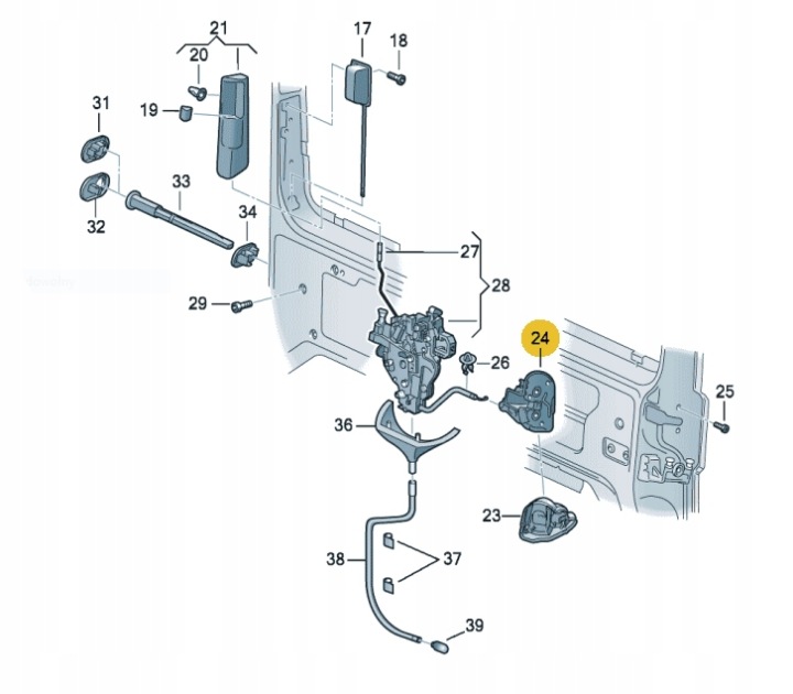 фото №11, Oem номер vag 7e0843604e засов замка дверь vw transporter 03-