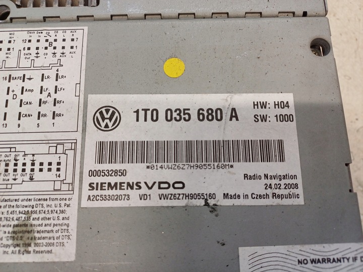 фото №6, Vw touran 1 golf v passat b6 радио cd навигация 1t0035680a