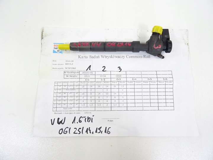 фото №10, Інжектор 1.6tdi 04l130277an delphi leon iii 5f vw golf vii тест друк