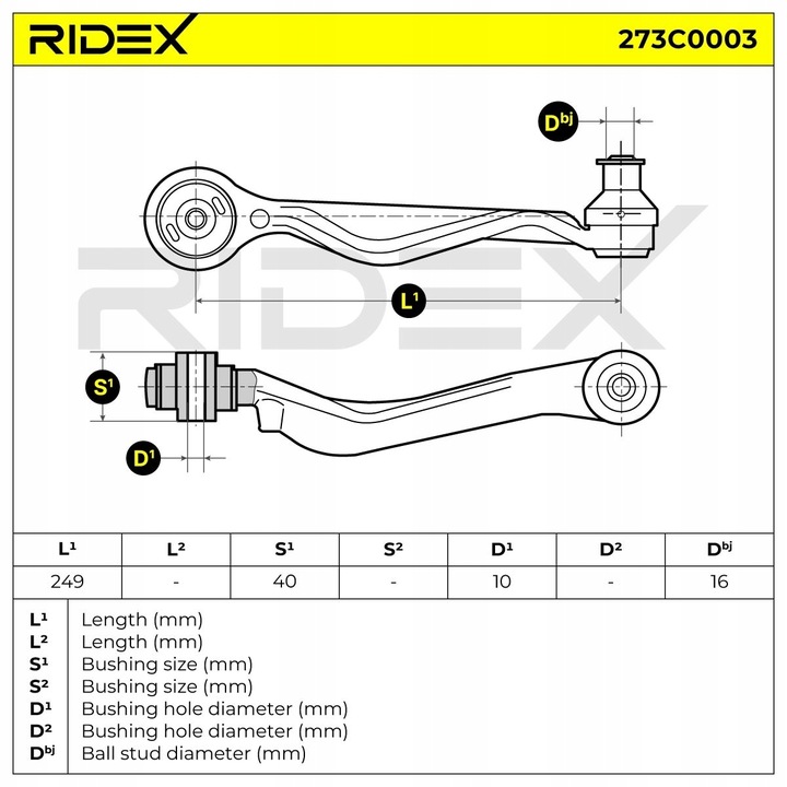 фото №10, Важіль підвішування колеса ridex 273c0003 перед ліва do vw passat 3b3
