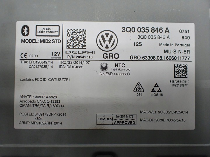 фото №13, Радио навигация навигация дисплей европа 3q0035846a vw touran ii iii 5t 16r