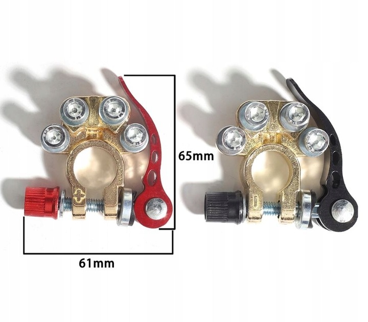 фото №9, 2x клеммы + - соединители зажимы зажимов акумулятора положительный отрицательный авто