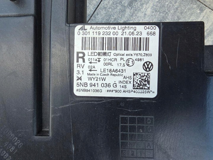 фото №16, Vw tiguan 2 5nb ii рестайлинг лампы комплектные полный led база 5nb941035g 5nb941036g