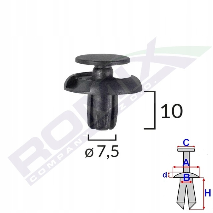 ШТИФТ ДЮБЕЛЬ НАВІСНЕ 7,5MM HONDA TOYOTA X10SZT