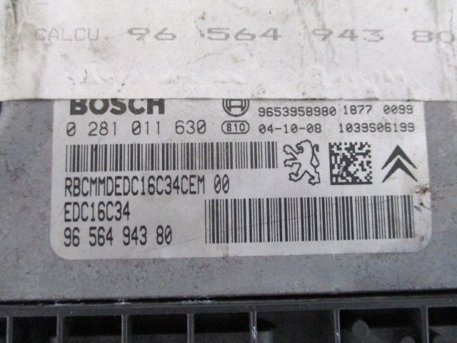 фото №3, Citroen c4 1.6hdi компьютер 9656494380 0281011630