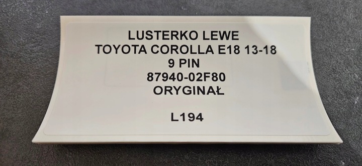 фото №11, Дзеркало ліві toyota corolla e18 13-18 9 pin 87940-02f80 оригінал