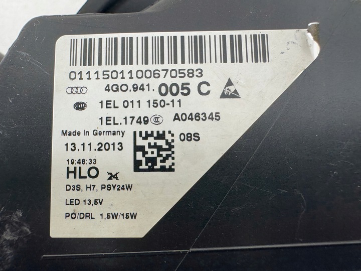 фото №13, Audi a6 c7 4g0 bi-xenon led лампа левая перед фара некорректируемый eur