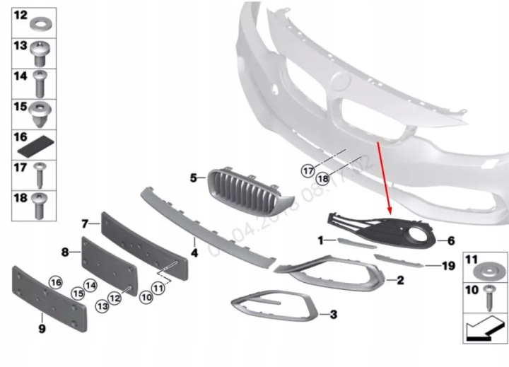 фото №9, Bmw 4 f32 left сторона fog light решётка 51117294831 7294831 2015 oem