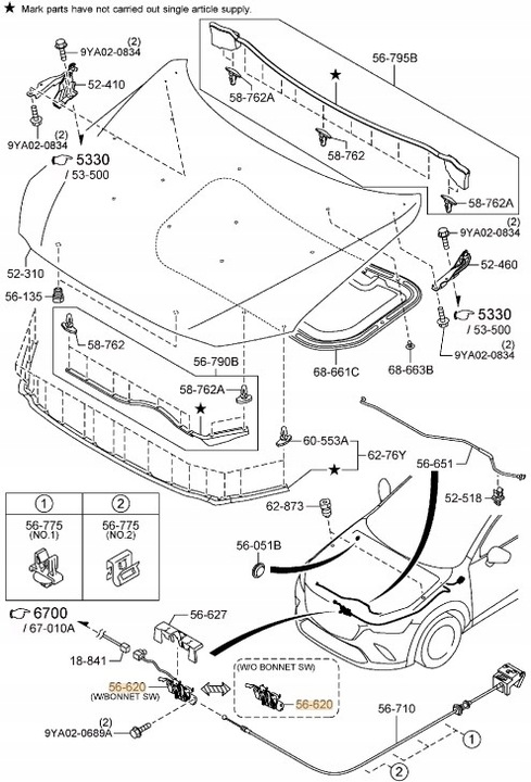 фото №4, Замок капота перед mazda cx-3 dk db4b56620c оригінал