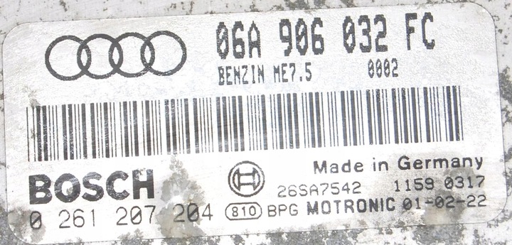 фото №6, Компьютер блок управления двигателя ecu audi seat skoda 1,8t 06a906032fc 0261207204