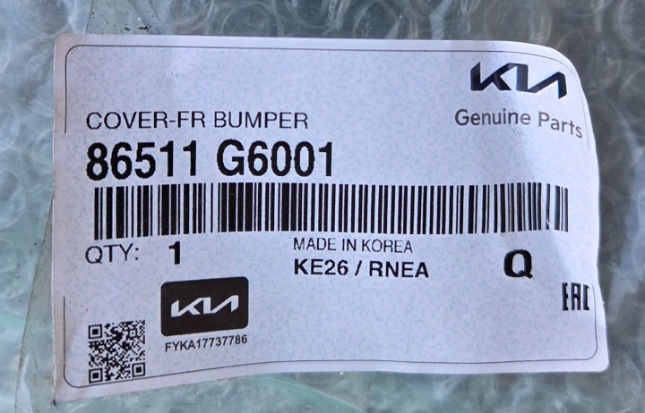 фото №11, Бампер перед передний kia picanto iii 86511g6001 новый оригинал