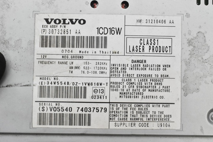 фото №6, Радіо радіопрогравач 30732851 cd volvo c30 1 i 06-09