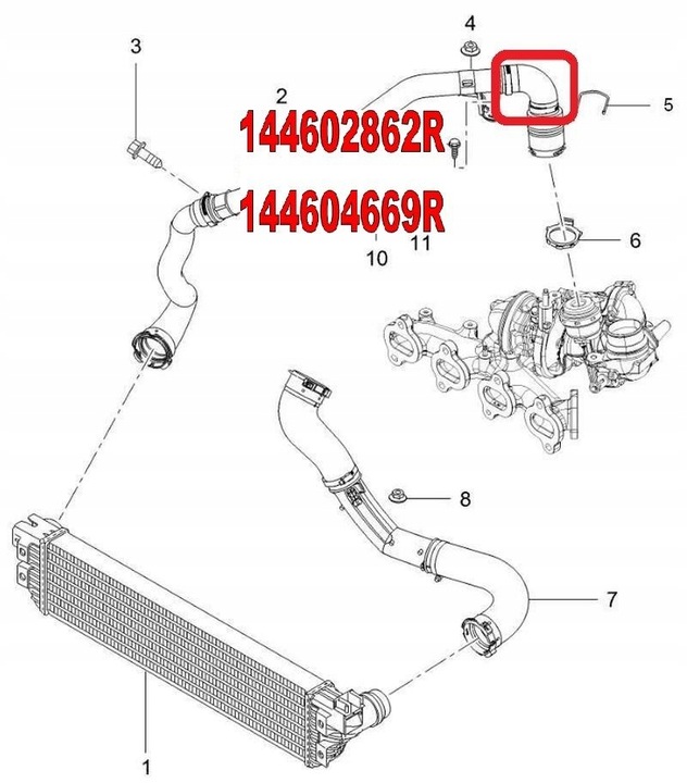 фото №12, Труба впуск шланг turbo турбіни master iii 2.3dci 144602862r 144602717r