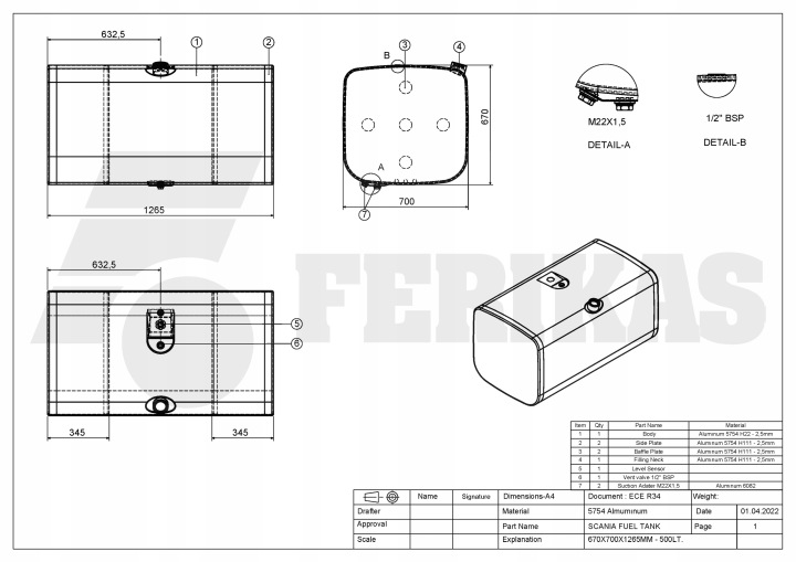фото №6, Новый aluminiowy бак топлива scania 500l 1517307