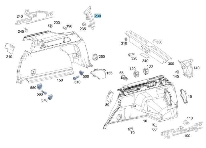 фото №9, New mercedes-benz glc x253 interior d-pillar панель cover a2536907803
