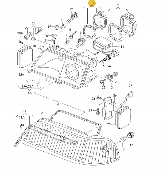 фото №3, Оригінал заглушка фара передньої audi a8 d2 99-03 4d0941159g