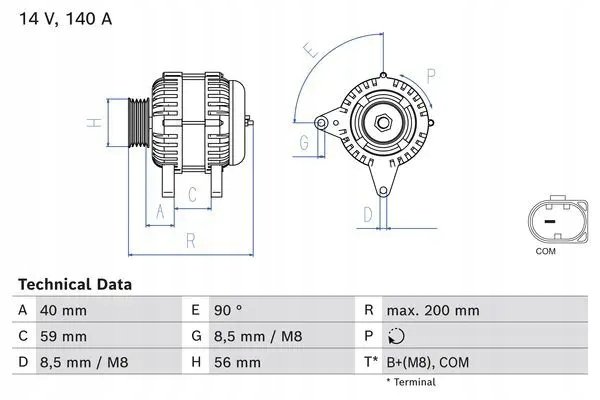фото №1, Генератор 140a 986 085 040 bosch seat skoda vw