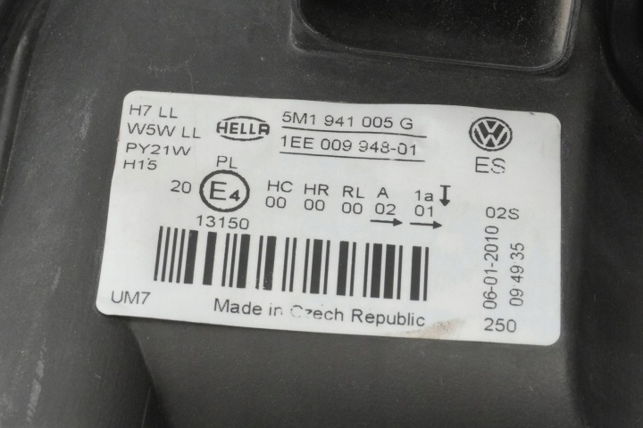 фото №9, Фара передняя левая vw golf plus рестайлинг 5m1941005g