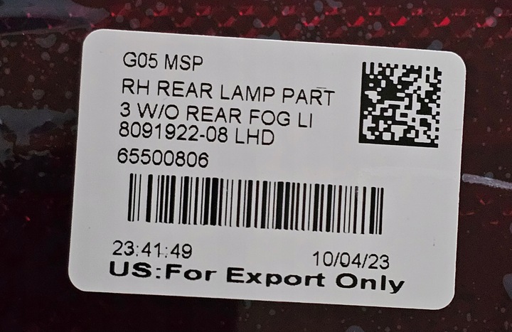 фото №7, Bmw x5 g05 x7 g07 відбивач бампера праві зад задній м-пакет 8091922 оригінальний номер