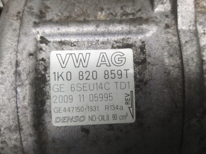 фото №10, Компрессор кондиционера 1.4 tsi cax touran golf vi passat altea 1k0820859t