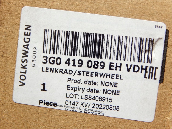 фото №6, Новая руль кожа 3g0419089eh vw passat b8 t-roc оригинальный номер aso