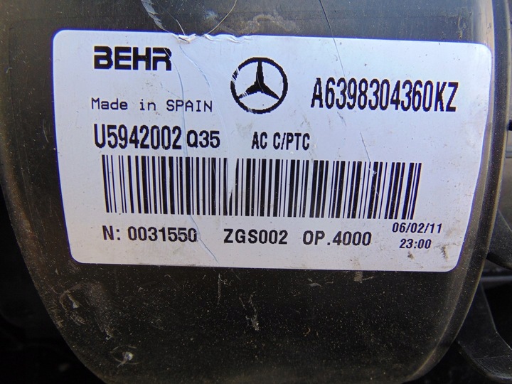 фото №9, Обігрівач кондиціонера mercedes vito 639 a6398304360kz
