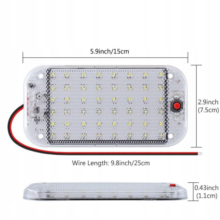 фото №9, 4штуки лампа led do интерьера автомобиля белый 48led 12v-85v 5w do багажника