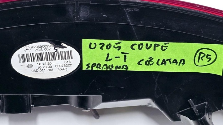 фото №8, Лампа левый зад задняя кузовная mercedes c w205 купе рестайлинг a2059062905 qq