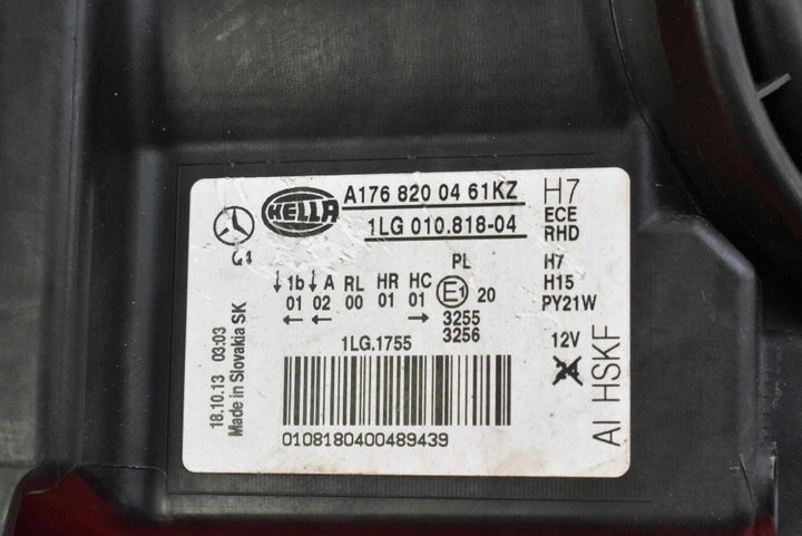 фото №8, Фара правый лампа перед uk a1768200461kz mercedes a-klasa w176 12-18