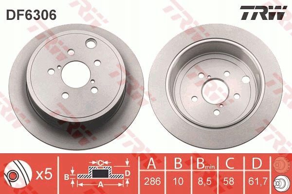 фото №2, Диски тормозные зад do subaru legacy v 2.0 2.5i