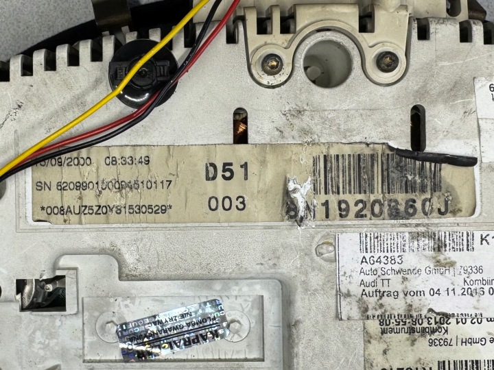 фото №9, Спидометр приборы спидометр audi tt 1.8 t n8 mk1 8n1920860j jaeger mm4