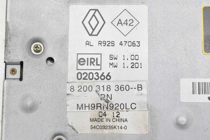 фото №7, Радио радиопроигрыватель cd 8200318360b renault laguna 2 ii 01-05
