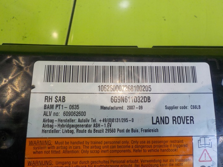 фото №6, Land rover freelander ii 07r 5d подушка безпеки подушка сидіння права 669n611d32db