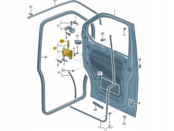 фото №4, Vw transporter t5 t6 петля дверь перед dół правый