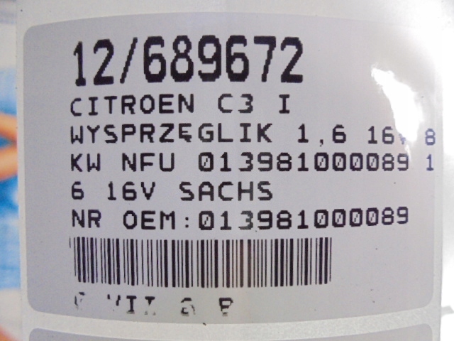 фото №8, Citroen c3 i цилиндр сцепления 013981000089 1,6 16v