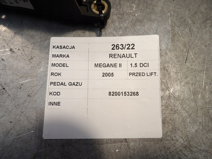 фото №13, Оригінальний номер renault педаль газу renault megane 2,0 03-