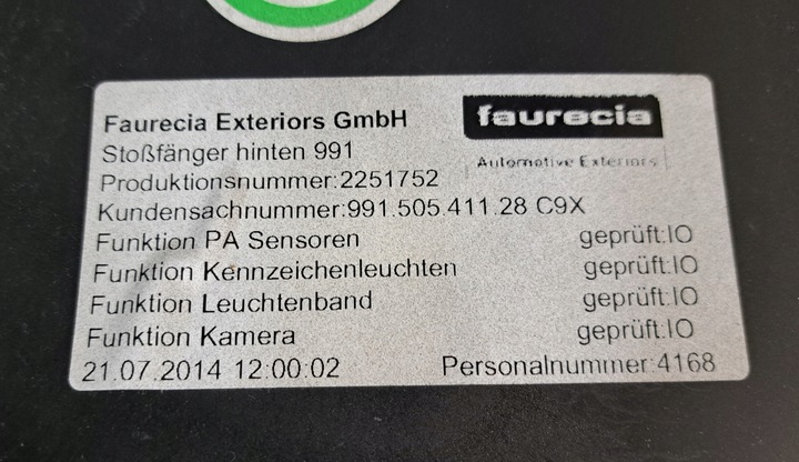 фото №13, Porsche 911 991 carrera gts бампер зад задний 99150541104 оригинал