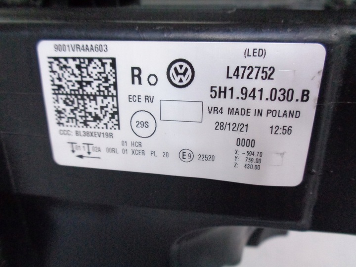 фото №7, Лампа права фара vw golf viii 8 5h 5h0 20- led