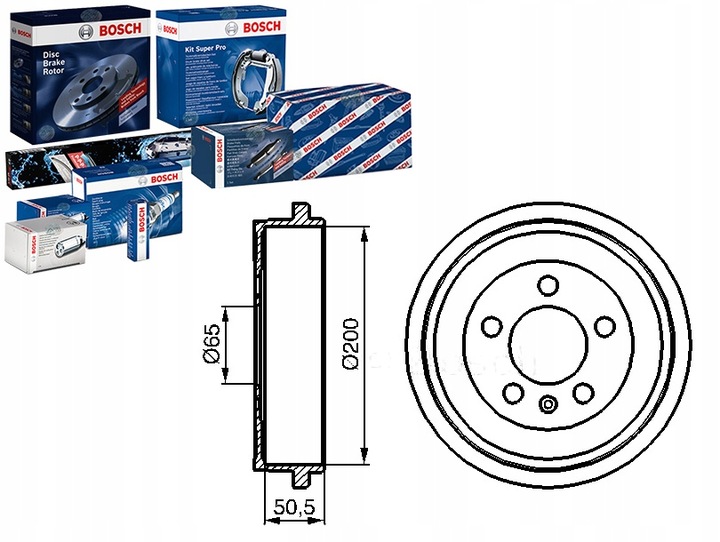 фото №1, Комплект bębnów гальмівних bosch 6q0609617 6r06096