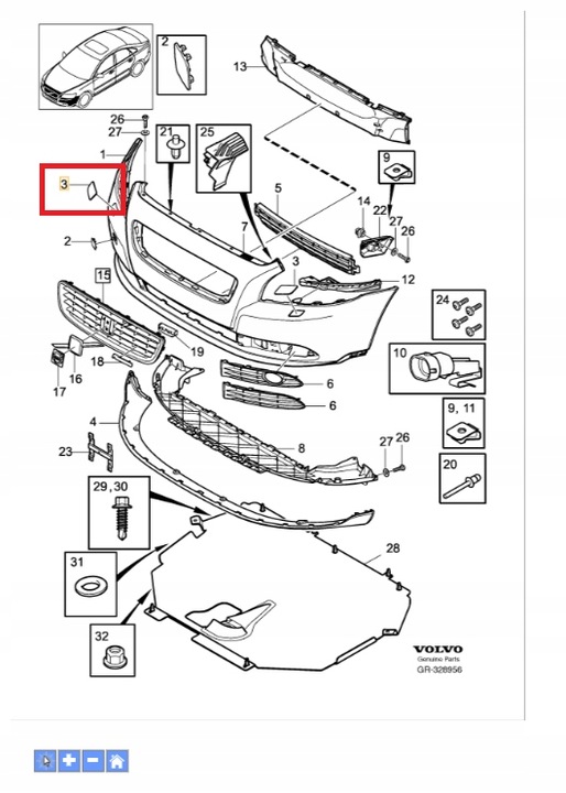 фото №1, Заглушка склоомивача фара права volvo s40 v50 08- оригінальний номер 39886397