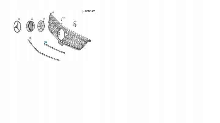 фото №1, Оригінальна планка декоративна решітка mercedes ml w166