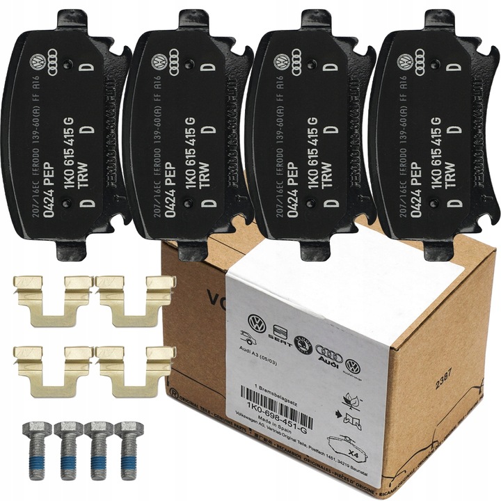 фото №1, Оригинальный номер vag 1k0698451g тормозные колодки тормозные зад оригинал