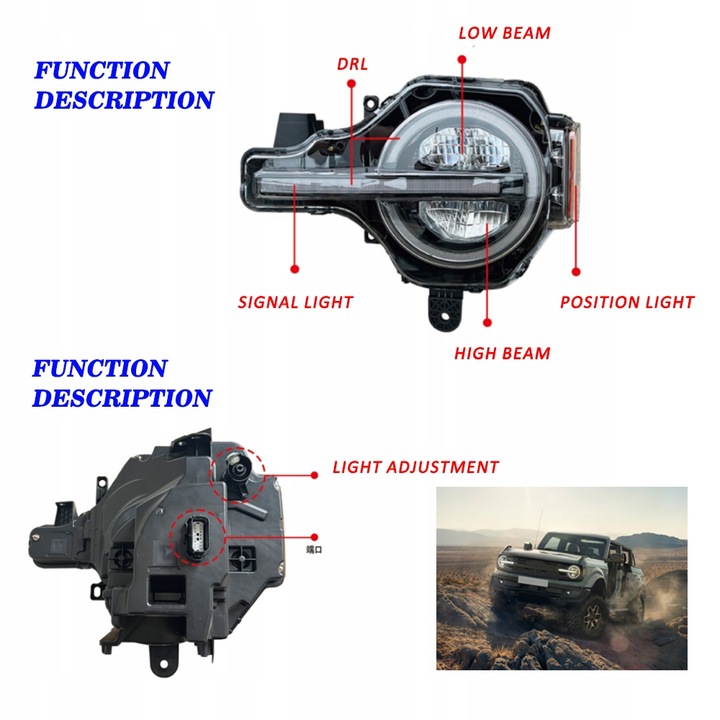 фото №6, Лампи фари перед led ford bronco 21-23