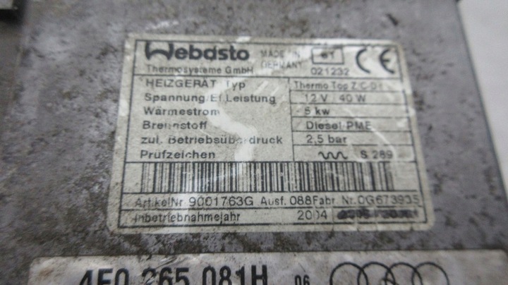 фото №2, Audi a8 d3 4e0265081h вебасто